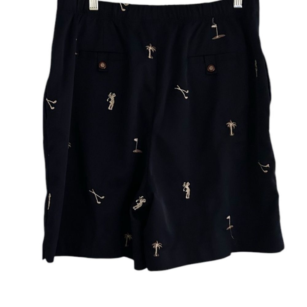 Coral Bay Golf Navy Shorts Embroidered Clubs Palm Tree Flat Front Size 14 - Picture 2 of 11